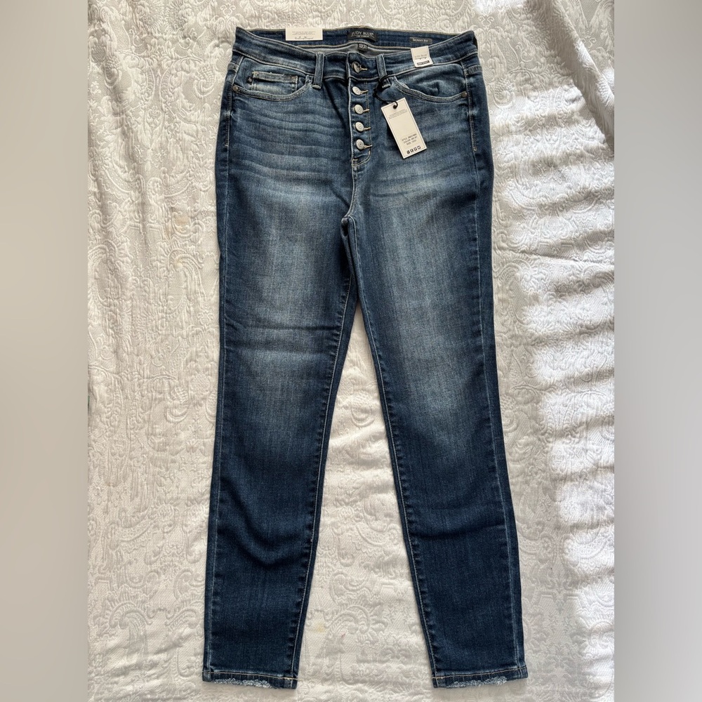 NEW Judy Blue Skinny Dark Wash Button Fly Jeans